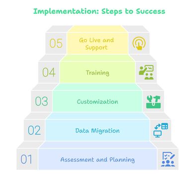 Five-step implementation process diagram 